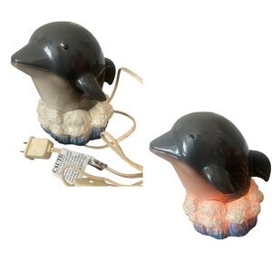 Dolphin Bed Side Lamp Nightlight Canopy Club Pot Belly Ceramic Beach Ocean Decor